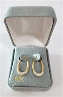 10KT Gold Loop Pierced Earrings w/Crystals