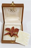 24kt Gold Plate, Copper & Lacquer Orchid Brooch