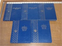 5 Coin Books w/ 58 Pennies Dated 1941-1960