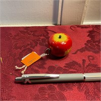 Vintage novelty, wooden apple, tape measure