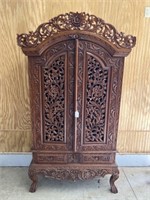 Heavily Carved 1-Piece 2-Door Cabinet with