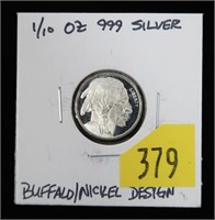 Buffalo nickel design 1/10 Troy oz. .999 fine