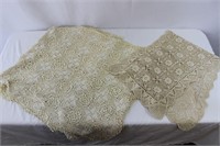 Antique Crochet Table Runner & Coverlet Tablecloth