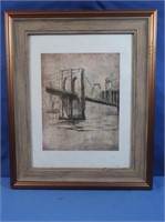 Framed Bridge Drawing 10x13