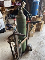 ACETYLENE & OXYGEN TANKS C/W TORCH AND CART