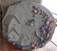 Birdhouse & Flowers Garden Plaque