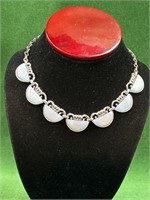 Vintage light blue and Silvertone necklace