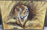 Tiger painting on canvas very lg. 5 1/2' x 4'-NO S