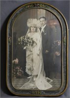 Antique Wedding Photograph w/ Art Nouveau Frame