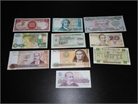 Lot of 10 Vintage Foreign Currency