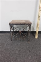 Metal with wood top Side table