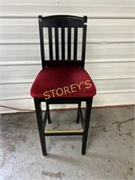 Red Cushioned Slat Back Bar Stool - 30"