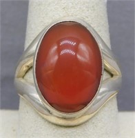 Sterling Silver amber ring, size 10.5.