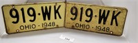 1948 Ohio License Plate Pair