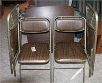 samsonite card table and 4 folding chairs