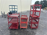 (4) Red 2/3 Tier Metal Push Carts