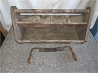 Antique wood tool tote and draw knife