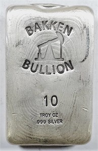 Unique;  Bakken Bullion 10 Troy oz .999 silver bar
