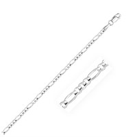 14k White Gold Solid Figaro Chain