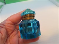 Very Old Blue Glass Ink Well 2&1/2"