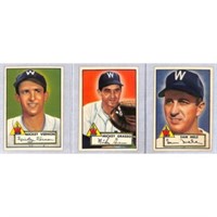 (3) 1952 Topps Baseball Cards Washington Senators
