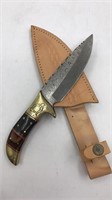 Damascus Knife W/ Sheath - Double Penguin Marking