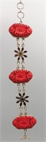 Vtg Sterling Cinnabar & Garnet Flowers Bracelet