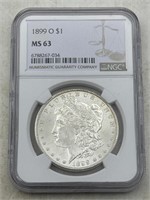 (YZ) Graded 1899 Silver Morgan Dollar MS 63