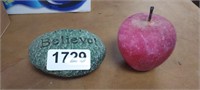 I BELIEVE ROCK AND APPLE PAPERWEIGHT