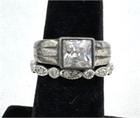 (2) 925 Silver CZ Rings