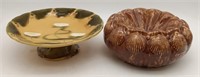 (RS) Cake Plate & Rare Pottery Shell Dish 10"