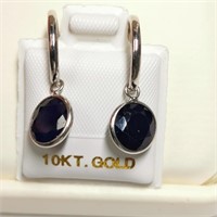 $1415 10K  Enhanced Sapphire(5ct) Earrings