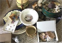 Shells, Rocks, Tin, Assorted Cds, Glassware And