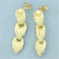 Diamond Cut Dangle Earrings in 14k Yellow Gold