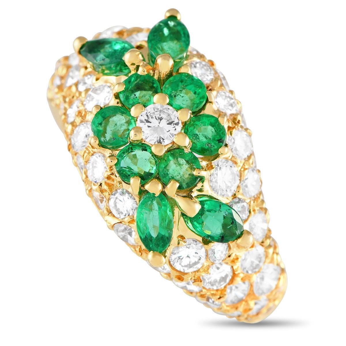 Graff 18K Yellow Gold 2.26ct Diamond and Emerald R