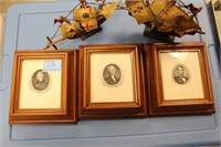 3 PRESIDENT PRINTS AND DECORATIVE CLIPPER SHIPS
