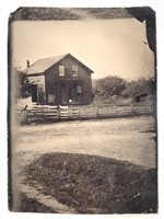 Tintype Outdoor Photograph Fence, House Landscape
