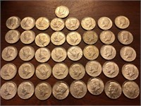 Lot of 41 half dollars from 1966-1969- 40% silver