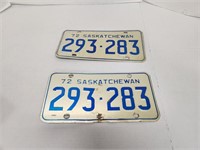 1972 Sask License Plates