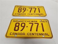 1967 Canada Centennial Sask License Plates