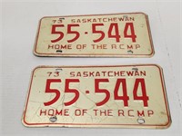 1973 Sask RCMP License Plates
