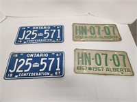 1967 Ontario and Alberta License Plates