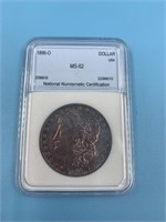 1896 O Morgan silver dollar MS62 by NNC