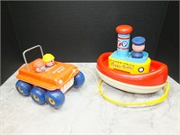 VINTAGE FISHER PRICE TUGGY TOOTER & BUGGY