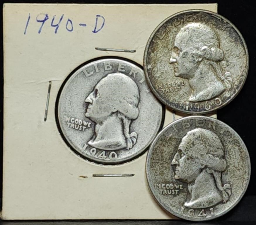 3 Washington Silver Quarters