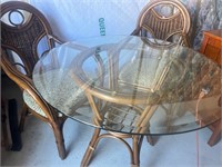 Glass Table 36" & 2 Chairs Set Rattan