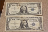 Lot of 2 1957 Blue Seal $1.00 Note