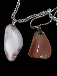 Two Rhodochrosite Pendant Drop Necklaces