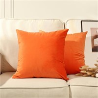 Velvet Pillow Covers 20x20 Orange 2pk