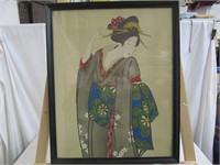 Geisha Girl Painting on Silk